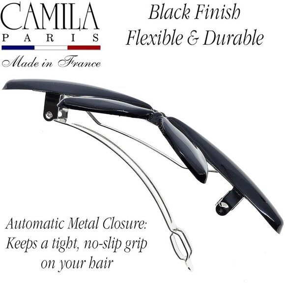 French Hair Barrette Clip for Girls and Women Strong Grip Black Durable main image 8